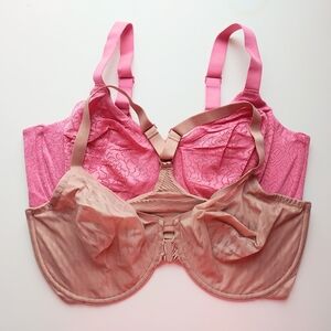 Wacoal Unlined Underwire Bras in Pink & Tan, 40G